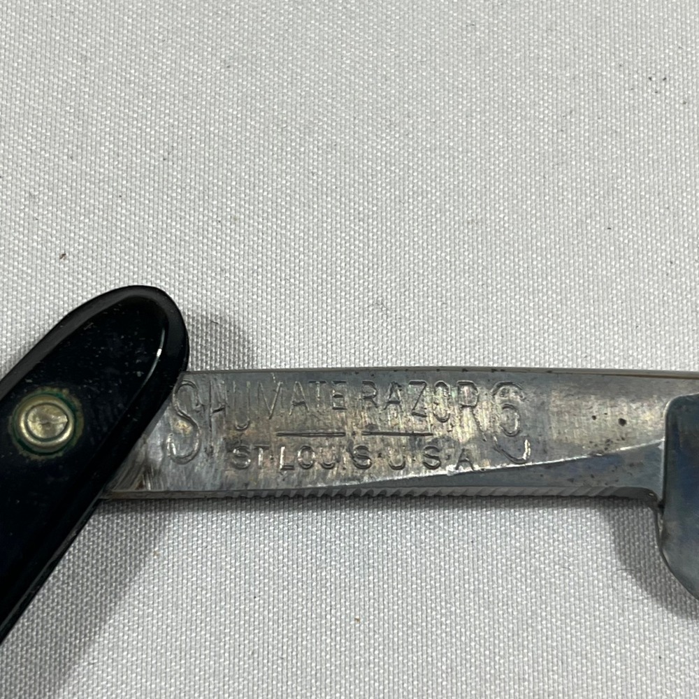 Shumate 296 Straight Razor Mens Black Vintage St Louis Usa With Box View 2